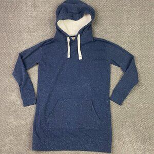 Fat Face Hoodie Women's Size 4 Blue Speckled Pullover Sherpa Hood Fleece Lined